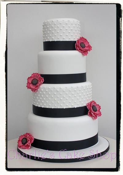  Anemone's and Polka Dot Wedding Cake - Cake by Charlie Jacob-Gray