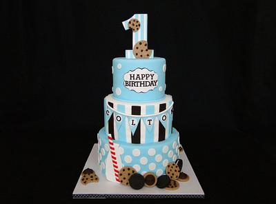 Milk & Cookies 1st Birthday - Cake by Elisa Colon