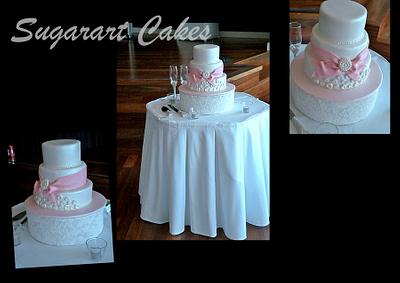 Pink Ribbon Pearl  - Cake by Sugarart Cakes