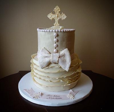 Lace and bows christening  - Cake by The Sweet Duchess 