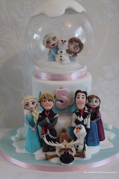 Frozen themed cake with baby Elsa, baby Anna, Kristoff, Hans, Olaf and Sven! - Cake by Zoe's Fancy Cakes