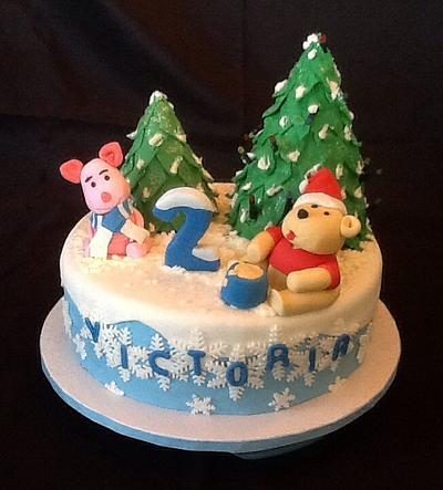 Pooh birthday with Christmas them  - Cake by John Flannery