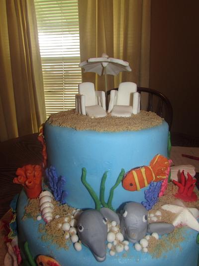 Oceanside Bridal Shower cake  - Cake by Laura 