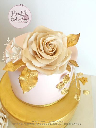 Gold & Offwhite Engagement Cake💛💛 - Cake by Hend Taha-HODZI CAKES