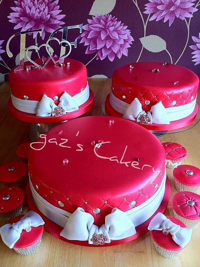 Red and Silver Wedding Cake - Cake by GazsCakery