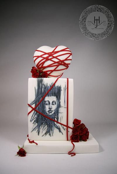 Valentine's cake for cake collaboration "Red Roses" - Cake by Jennifer Holst • Sugar, Cake & Chocolate •