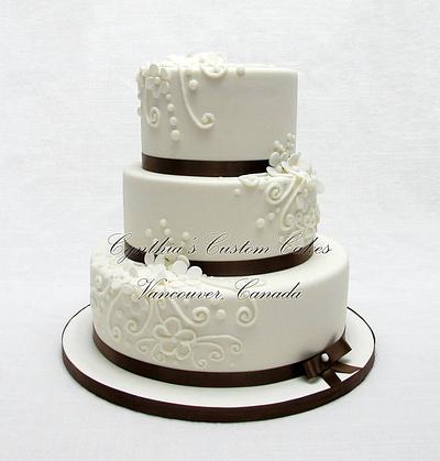 White and Browm Wedding Cake - Cake by Cynthia Jones
