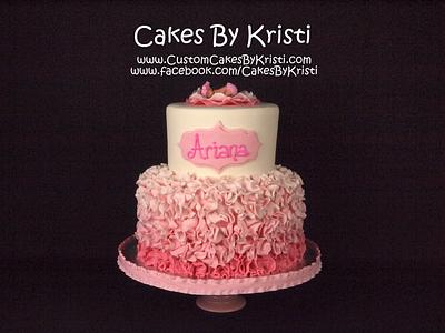 Pink Ruffle Baptism Cake - Cake by Cakes By Kristi