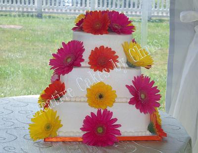 Gerbera Wedding - Cake by Creative Cakes by Chris