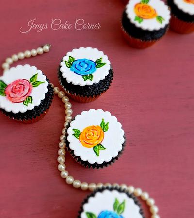 Hand-painted floral cupcakes - Cake by Jeny John