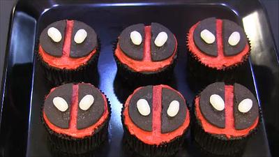 Deadpool Strawberry  Filled Cupcakes - Cake by DavidandNiko