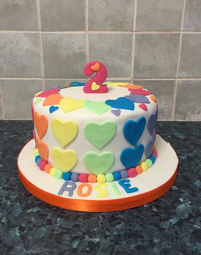 Colourful heart cake 💜💙💚💛❤️ - Cake by Beckie Hall