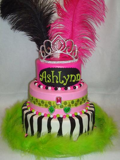 Pink, Lime and Zebra Princess - Cake by Kim Leatherwood