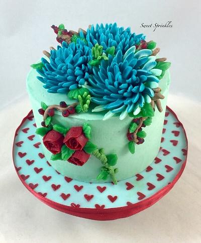 Blue flowers - Cake by Deepa Pathmanathan