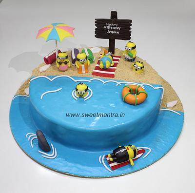 Minions on beach cake - Cake by Sweet Mantra Homemade Customized Cakes Pune