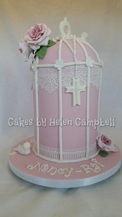 Birdcage Christening Cake - Cake by Helen Campbell