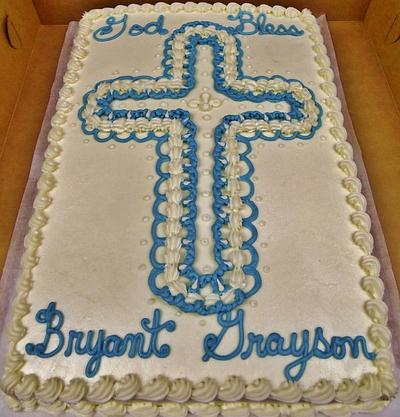 Christening cross cake 100% Buttercream - Cake by Nancys Fancys Cakes & Catering (Nancy Goolsby)