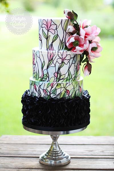 "Sweet Magnolias" Stained Glass Cake - Cake by Sweet Delights Cakery