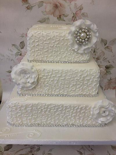cornelli lace wedding cake - Cake by Laura Woodall
