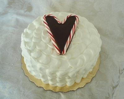 Candy Cane Heart Christmas Cake - Cake by Sugar Me Cupcakes