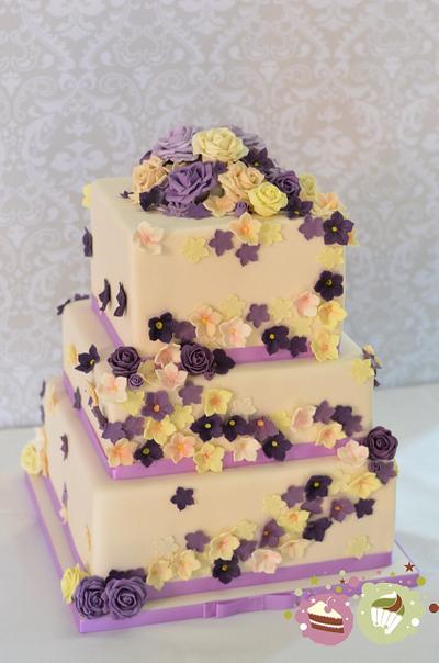Lavender and ivory wedding cake - Cake by KS Cake Design