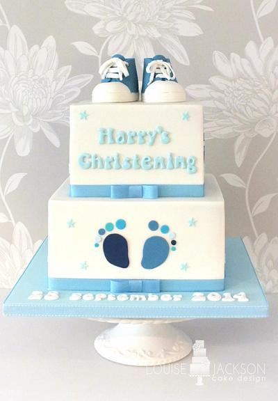 Baby Boots Christening Cake - Cake by Louise Jackson Cake Design