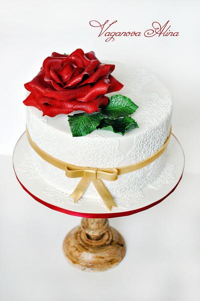 cake with red rose - Cake by Alina Vaganova