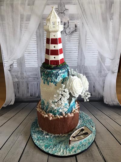 Maritim Wedding cake with lighthouse - Cake by Niciskleinebackwelt