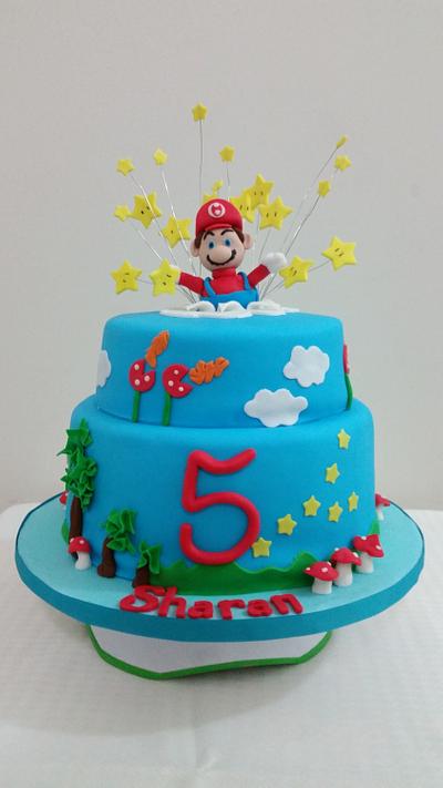 Super mario themed 5th birthday cake - Cake by pinkblossomcakedesign