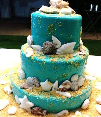 Beach Themed Wedding Cake - Cake by cosybakes
