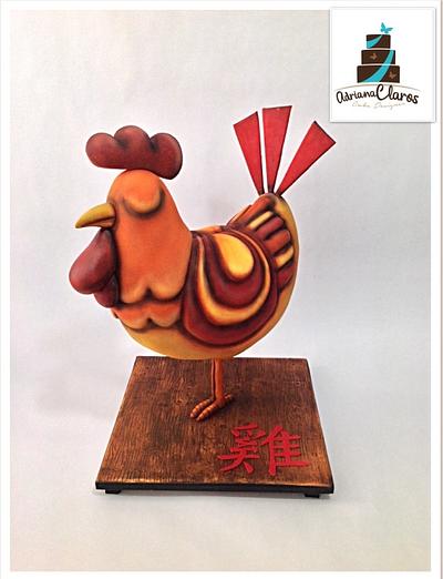 Gallo de fuego nuevo año chino - Cake by Adriana Claros