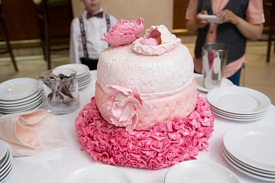 Christening pink cake - Cake by Justier