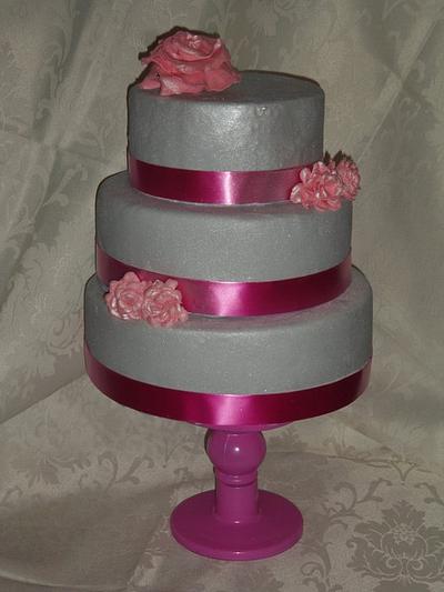 Simple Pink Wedding Cake - Cake by Rebecca Kenny