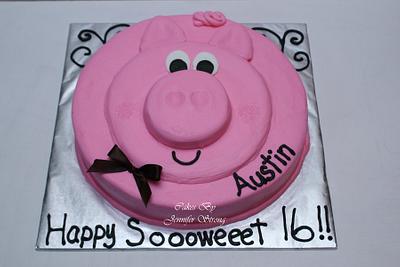 Pig Sweet 16 Birthday - Cake by Jennifer Strong