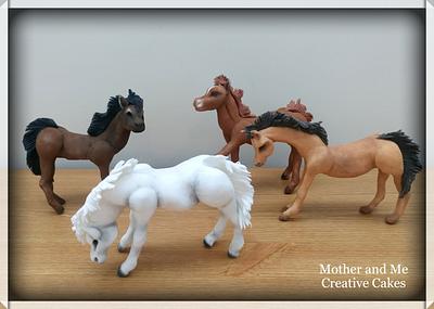 Hand modelled fondant icing horses - Cake by Mother and Me Creative Cakes