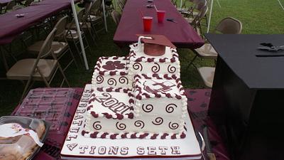 Maroon and White Graduation Cake - Cake by Laurie