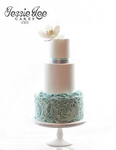 Tiffany blue Ruffles - Cake by Jessie lee cakes