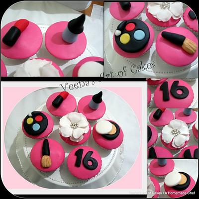 Sweet Sixteen Cupcakes with a Make Up Theme - Cake by Veenas Art of Cakes 