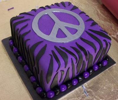 Zebra & Peace Sign - Cake by Tracy's Custom Cakery LLC