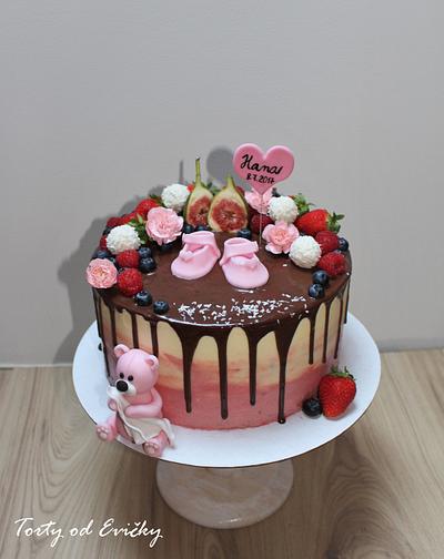 Drip christening cake  - Cake by Cakes by Evička