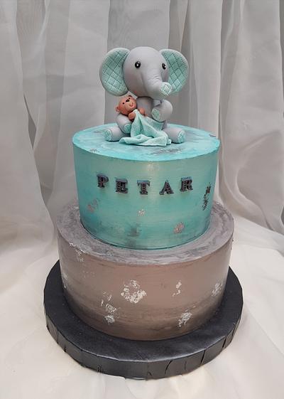 Turquoise & grey elephant cake - Cake by Tirki