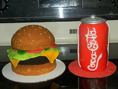 Burger and a Coke - Cake by donnascakes