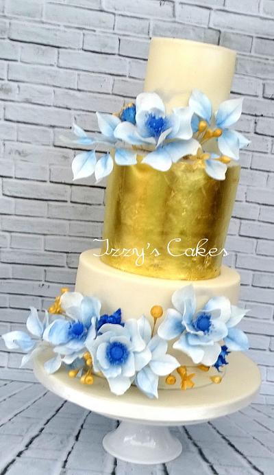 Gold Leaf and Blue - Cake by The Rosehip Bakery