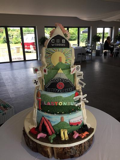 Glastonbury themed reveal wedding cake - Cake by Iced Images Cakes (Karen Ker)