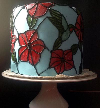 Petunias and Hummingbirds - Cake by Anuja