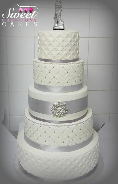 Bling grey wedding cake - Cake by Sweet Creations Cakes