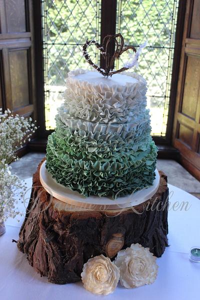 Green Ombre Ruffle Wedding Cake - Cake by Dawne's Kitchen