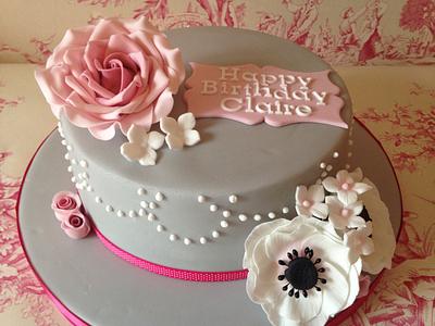 Rose & Anemone Cake - Cake by SallyJaneCakeDesign