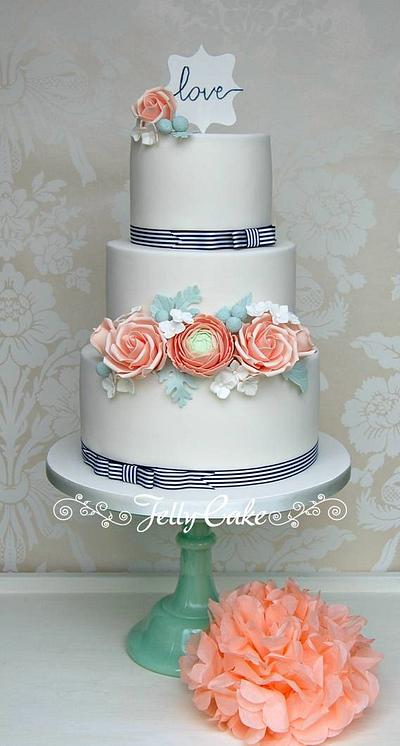 Peach Love Wedding Cake - Cake by JellyCake - Trudy Mitchell
