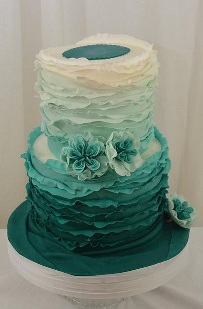 Turquoise Ombre Cake - Cake by Sugarpixy